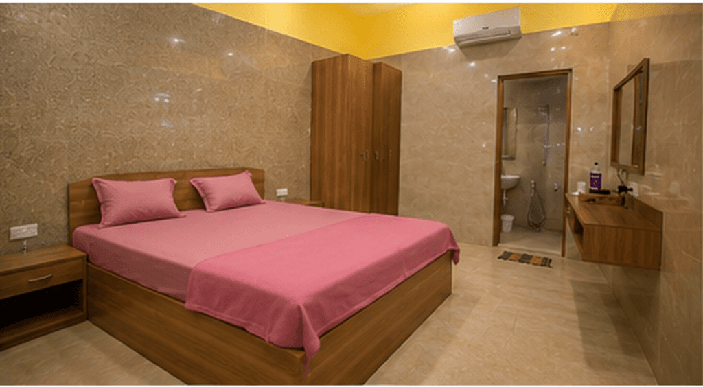 Spacious room interior with high-speed ceiling fan