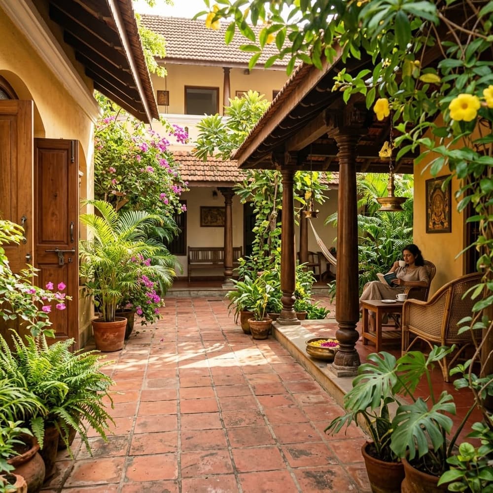 Exterior view of AVS Guest House building in Puducherry
